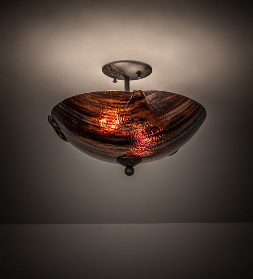 Rootbeer Ripple Glass with Coffee Bean Finish Semi-Flushmount by Meyda Lighting