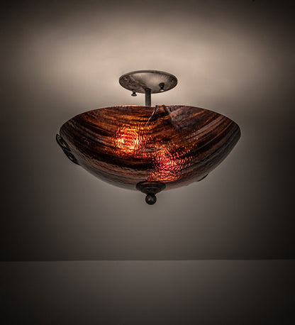 Rootbeer Ripple Glass with Coffee Bean Finish Semi-Flushmount by Meyda Lighting
