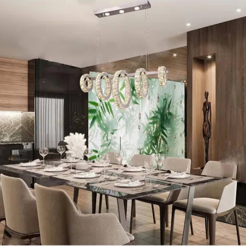 Five-Ring Chrome Crystal LED Chandelier
