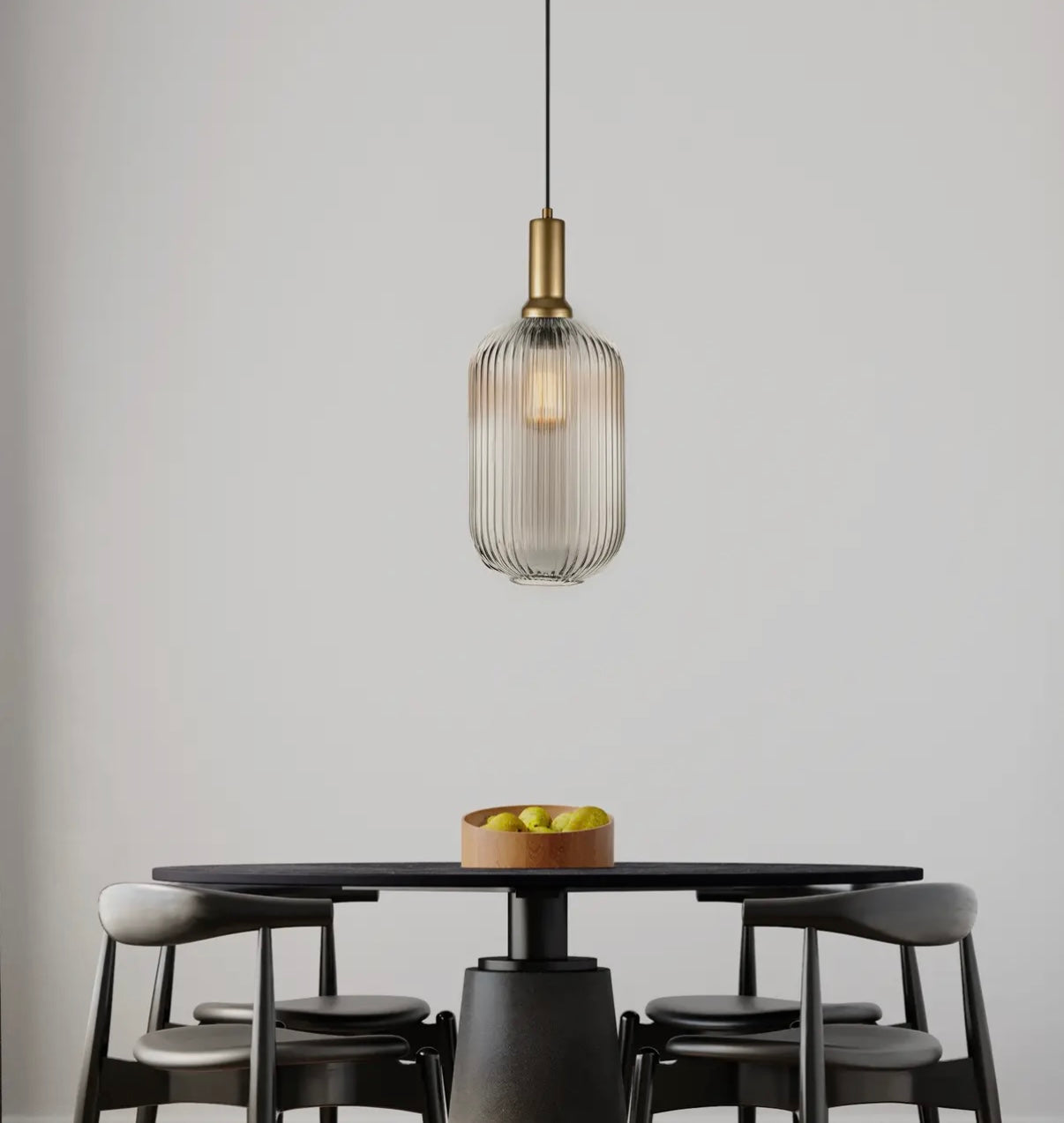 White Ribbed Glass Pendant