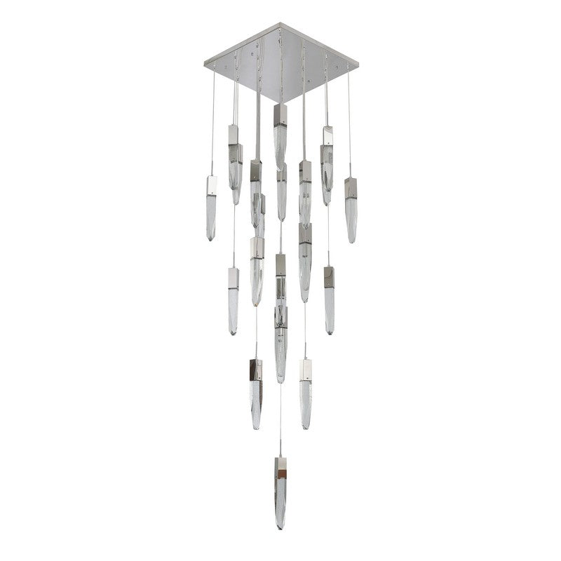 Flushed Chrome Frame Chandelier with Clear Bubble Hanging Crystal Pendants