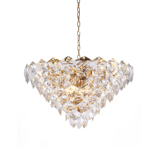 Gold Chandelier With Clear Hanging Crystals