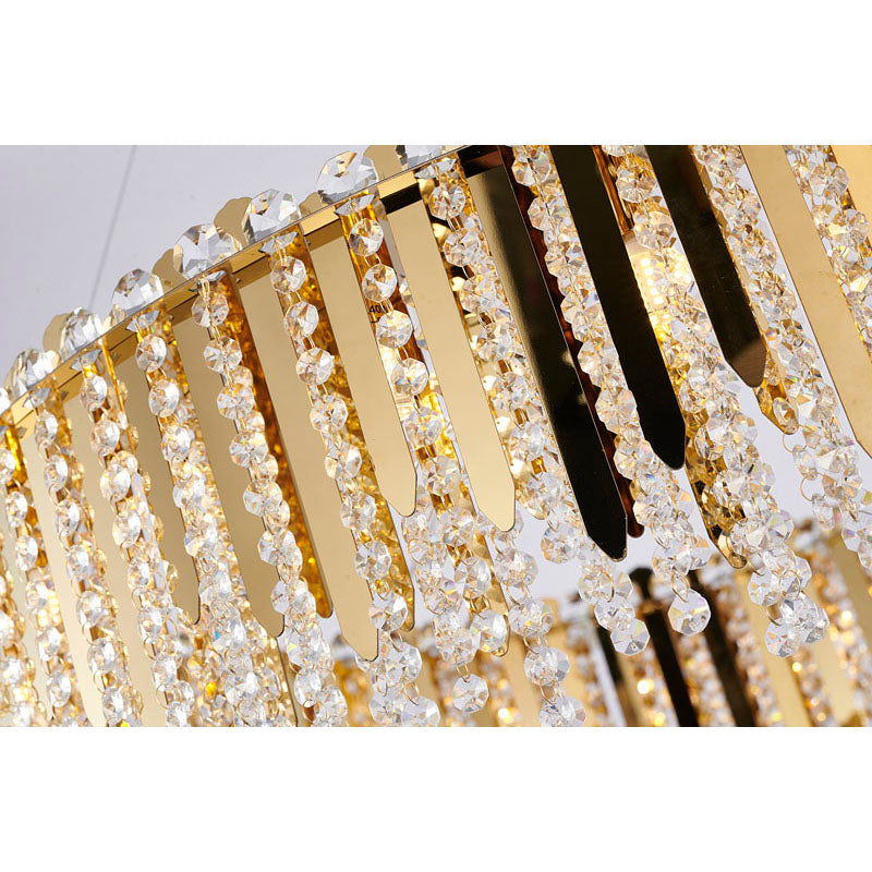 Gold Chandelier With Clear Hanging Crystal Beads