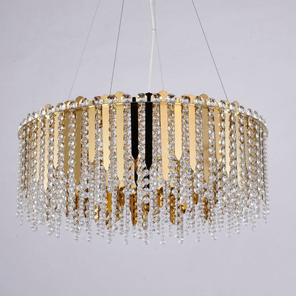 Gold Chandelier With Clear Hanging Crystal Beads