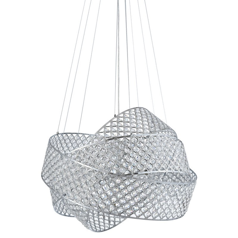 Chrome Triple Ring Clear Crystal Chandelier