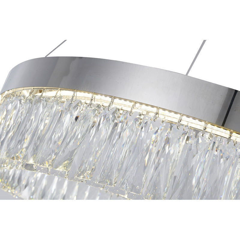 Chrome LED Chandelier with Hanging Crystals
