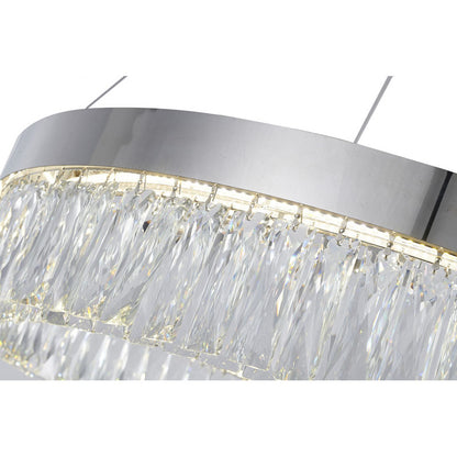 Chrome LED Chandelier with Hanging Crystals