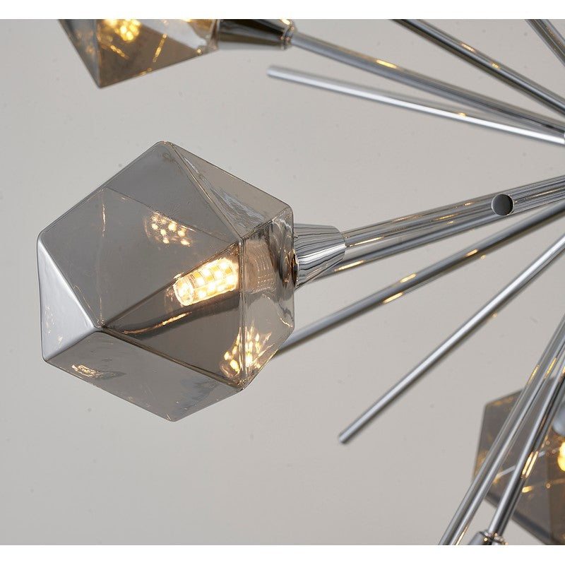 Elegant Iron Frame with Smoke Glass Shades & Adjustable Hanging Rods