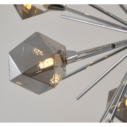 Elegant Iron Frame with Smoke Glass Shades & Adjustable Hanging Rods