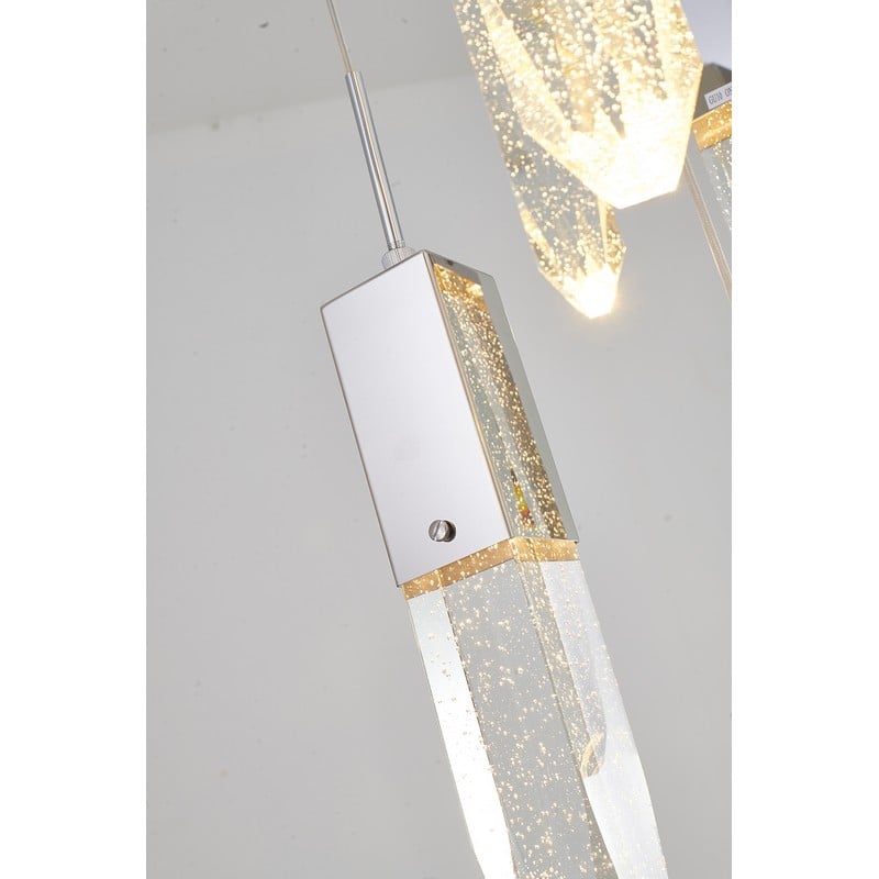 Chrome Frame Chandelier with Hanging Bubble Iceberg Crystal Pendants