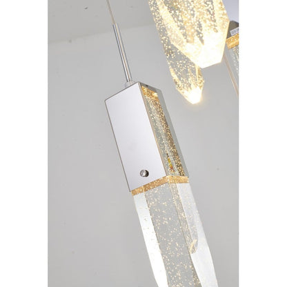 Chrome Frame Chandelier with Hanging Bubble Iceberg Crystal Pendants