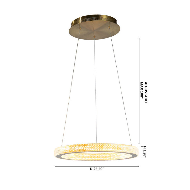 Sand Gold Halo Ring LED Chandelier – 26"