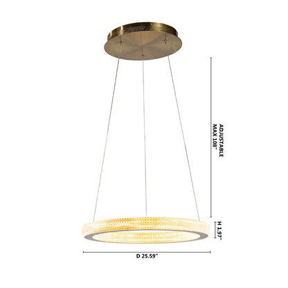 Sand Gold Halo Ring LED Chandelier – 26"