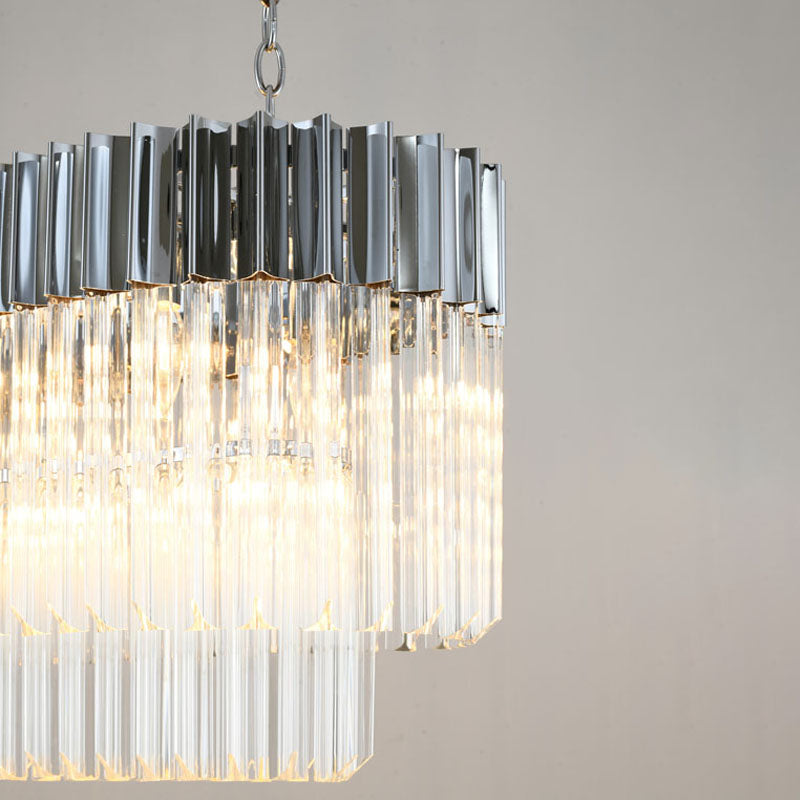 Oval Chandelier With Clear Hanging Crystals