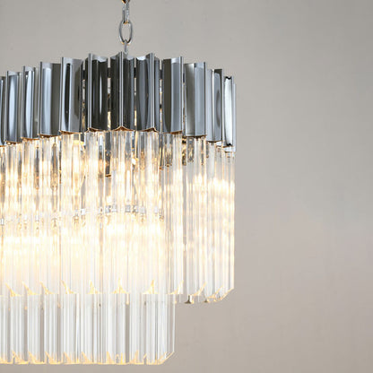 Oval Chandelier With Clear Hanging Crystals