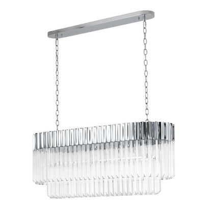 Oval Chandelier With Clear Hanging Crystals