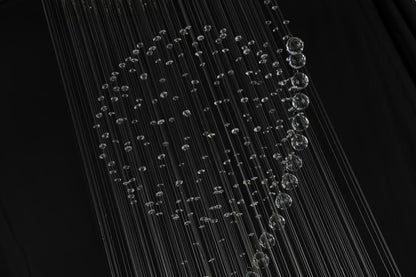 Chrome Flushed Chandelier with Clear Hanging Crystals and Beads