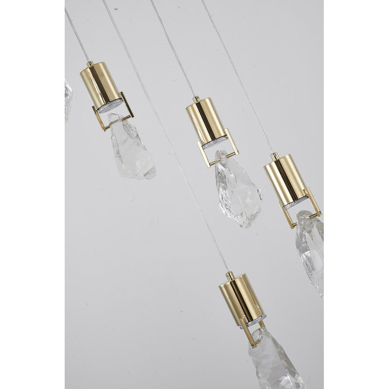 Brushed Gold Chandelier With Crystal Pendants