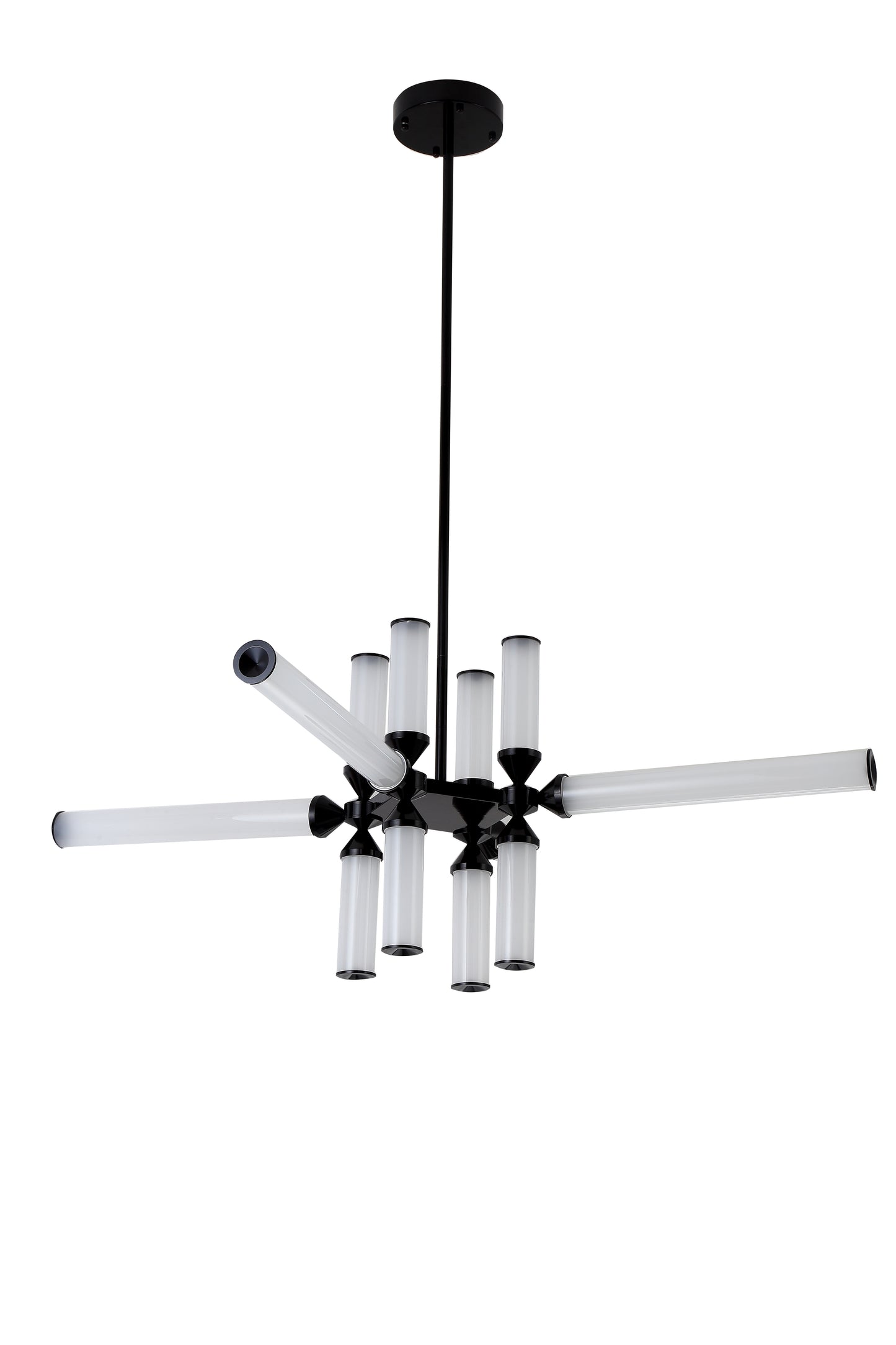Black Aluminium Chandelier With White Glass Shades
