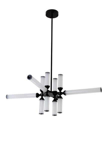 Black Aluminium Chandelier With White Glass Shades