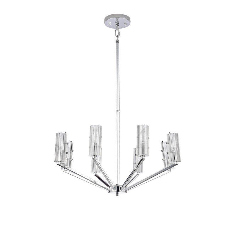 CHROME FRAME CEILING FIXTURE WITH CLEAR GLASS CYLINDER SHADES