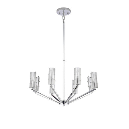 CHROME FRAME CEILING FIXTURE WITH CLEAR GLASS CYLINDER SHADES