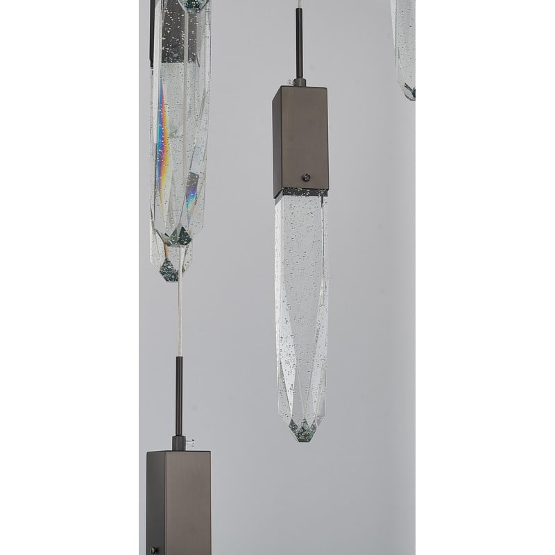 Flushed Matte Black Frame Chandelier with Hanging Clear Bubble Block Crystals