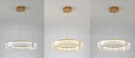 Clear Crystal Halo Chandelier With Chrome/Gold Hardware