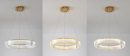 Clear Crystal Halo Chandelier With Chrome/Gold Hardware