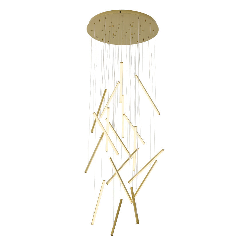 Brass Metal LED Chandelier With White Acrylic Diffusers