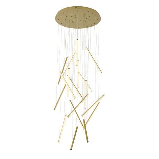 Brass Metal LED Chandelier With White Acrylic Diffusers