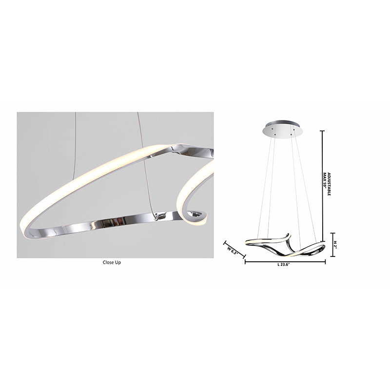 Modern Chrome Twisted LED Chandelier