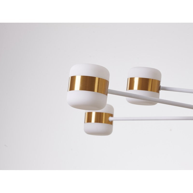 White Framed LED Chandelier with Gold Accents