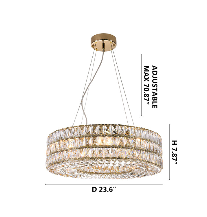 Triple Stacked Clear Crystal Halo Ring Chandelier
