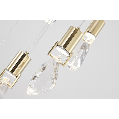 Brushed Gold Chandelier With Clear Crystal Stone Pendants