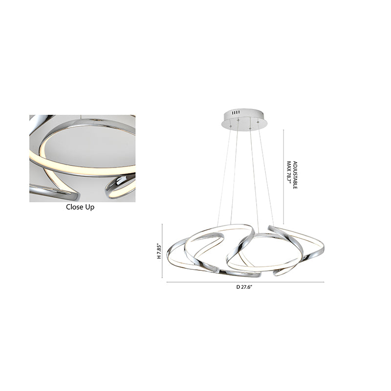 Aluminium Clustered LED Chandelier with White Acrylic Diffuser