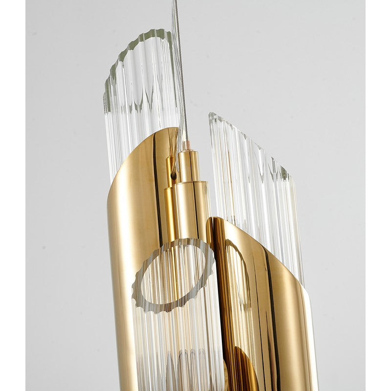 Gold Stainless Steel Pendant Light with Clear Glass Shade