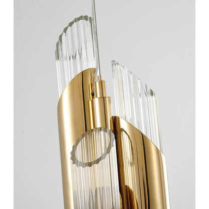 Gold Stainless Steel Pendant Light with Clear Glass Shade