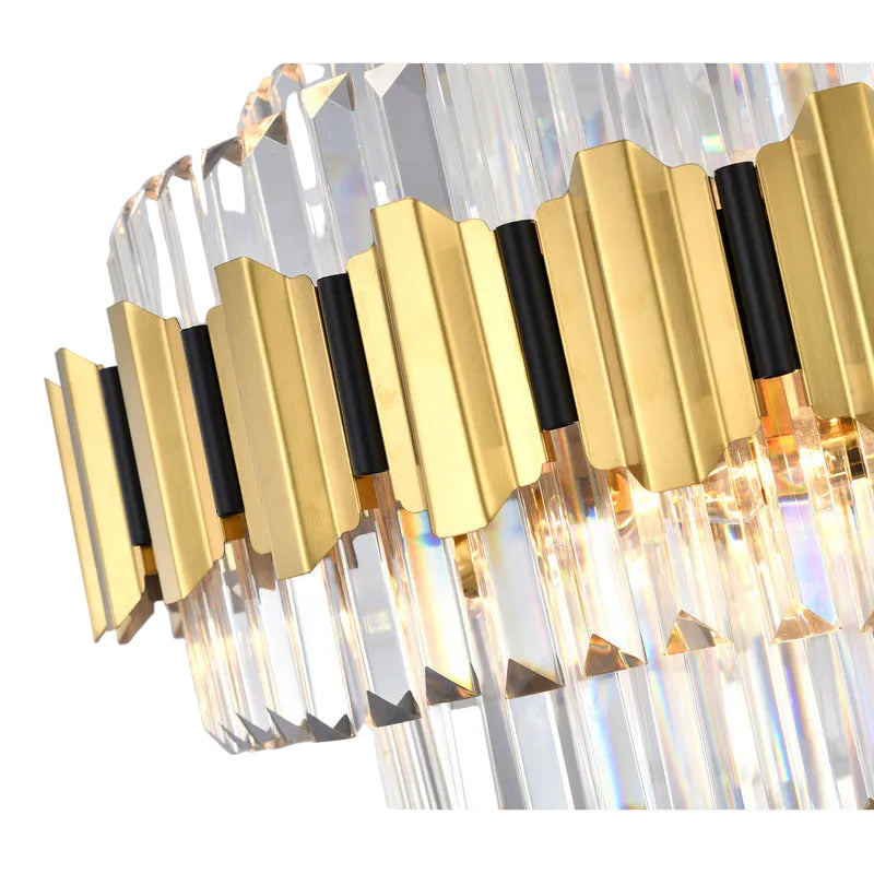 Gold Chandelier With Clear Hanging Crystals