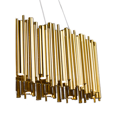 Gold Oval LED Chandelier – 51" Modern Linear Stainless Steel Pendant