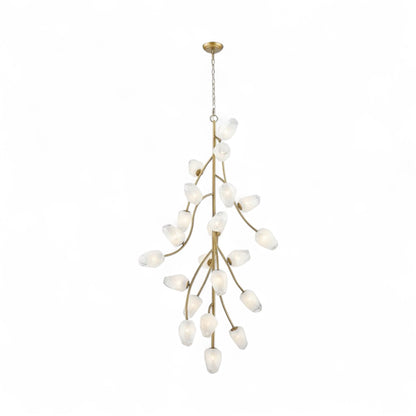 Gold Branch Chandelier with White Glass Shades