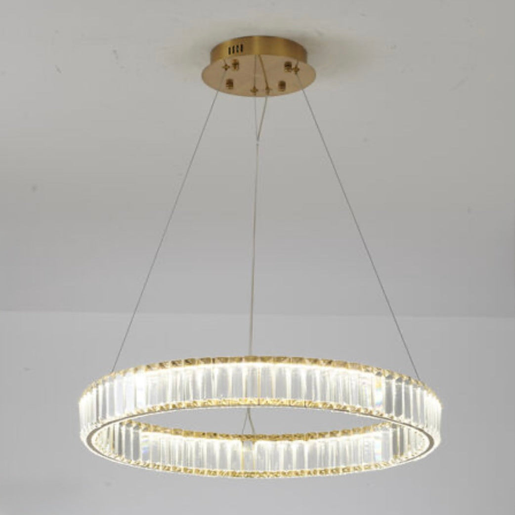 Clear Crystal Halo Chandelier With Chrome/Gold Hardware