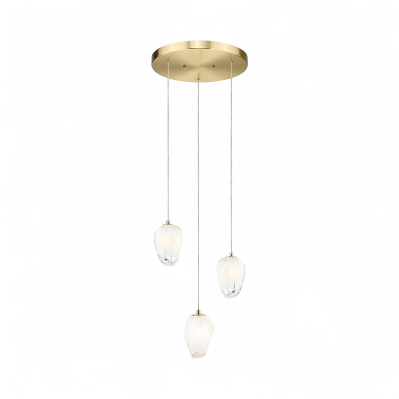 Round Black Frame Chandelier with White Glass Hanging Pendants