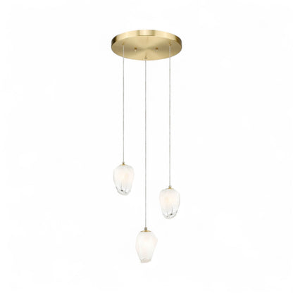 Round Black Frame Chandelier with White Glass Hanging Pendants