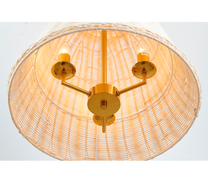 Natural White Wood Vine Basket Chandelier