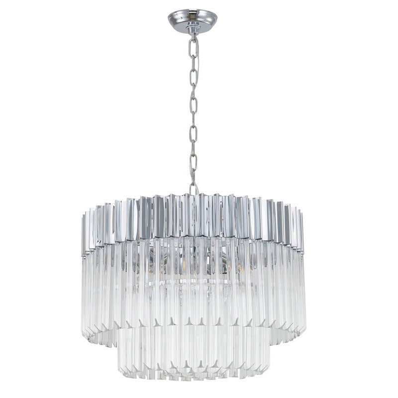 Round Chandelier With Clear Hanging Crystals