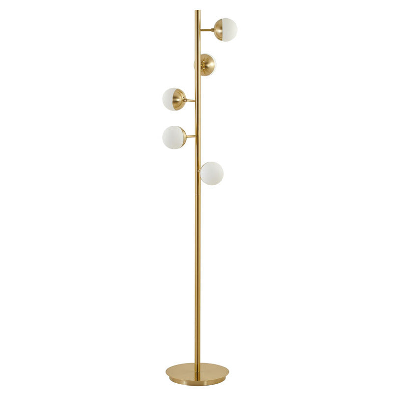 Brass Floor Lamp With White Glass Shade