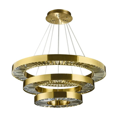 3 Ring Modern Gold Crystal LED Chandelier by Bethel International