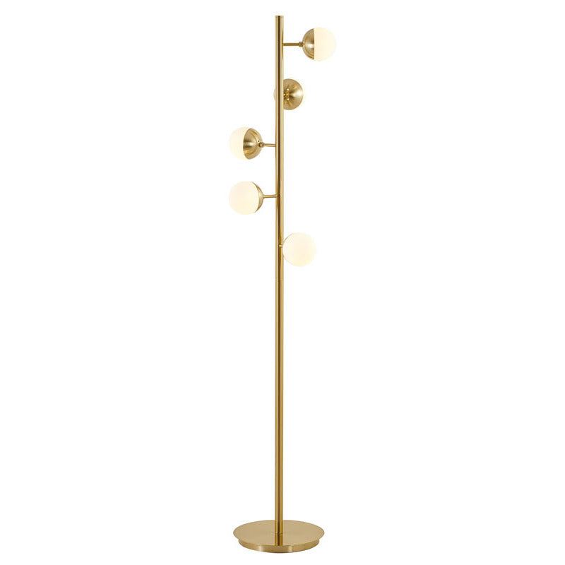 Brass Floor Lamp With White Glass Shade