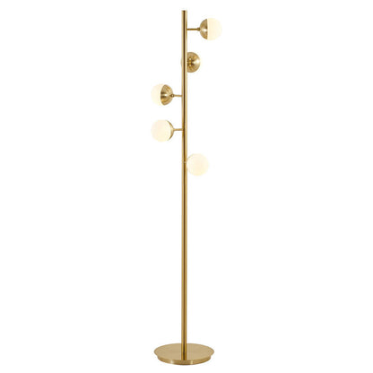 Brass Floor Lamp With White Glass Shade